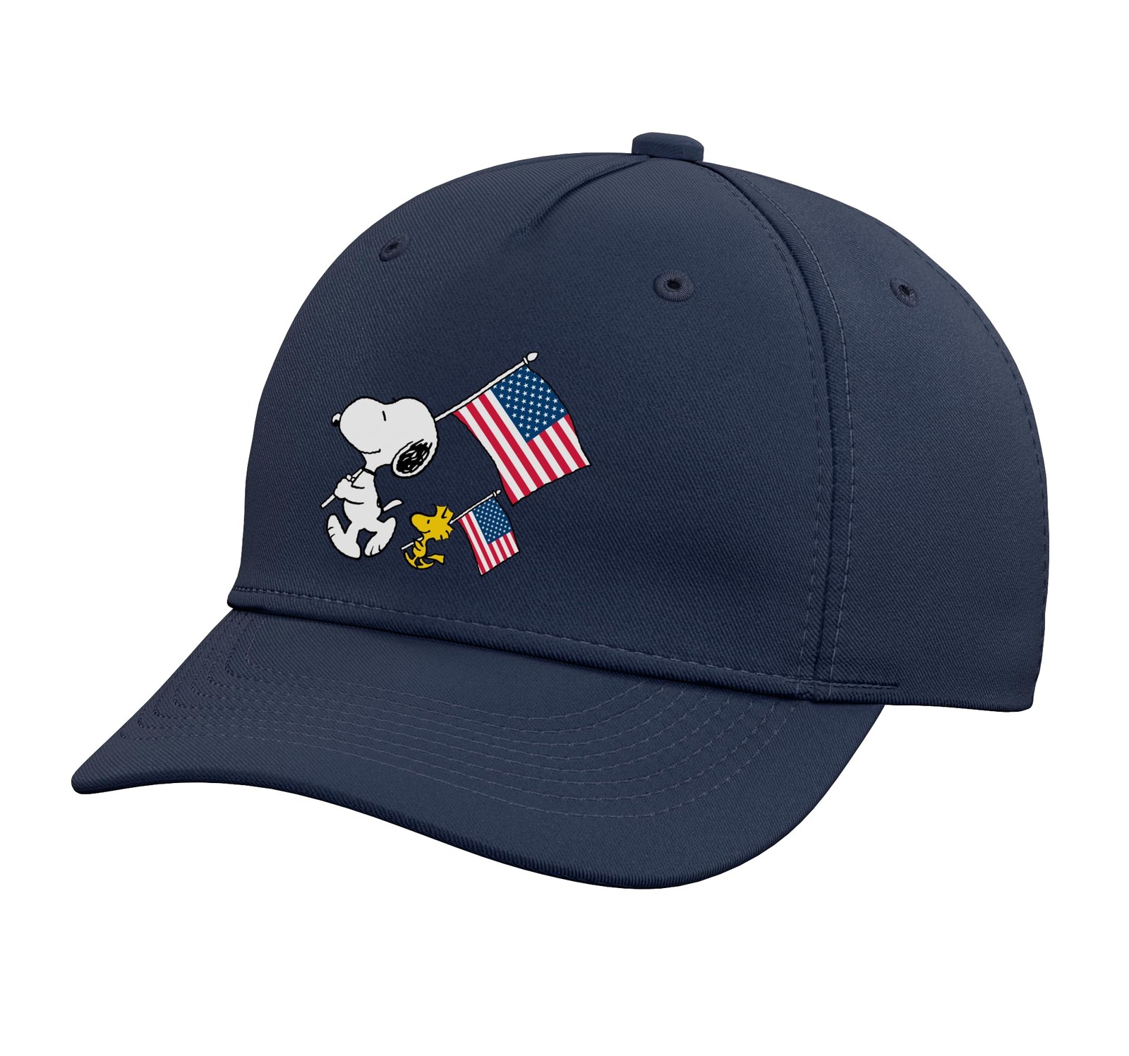 Peanuts - Sports - Snoopy and Woodstock Holding USA Flags One Size, Navy Blue