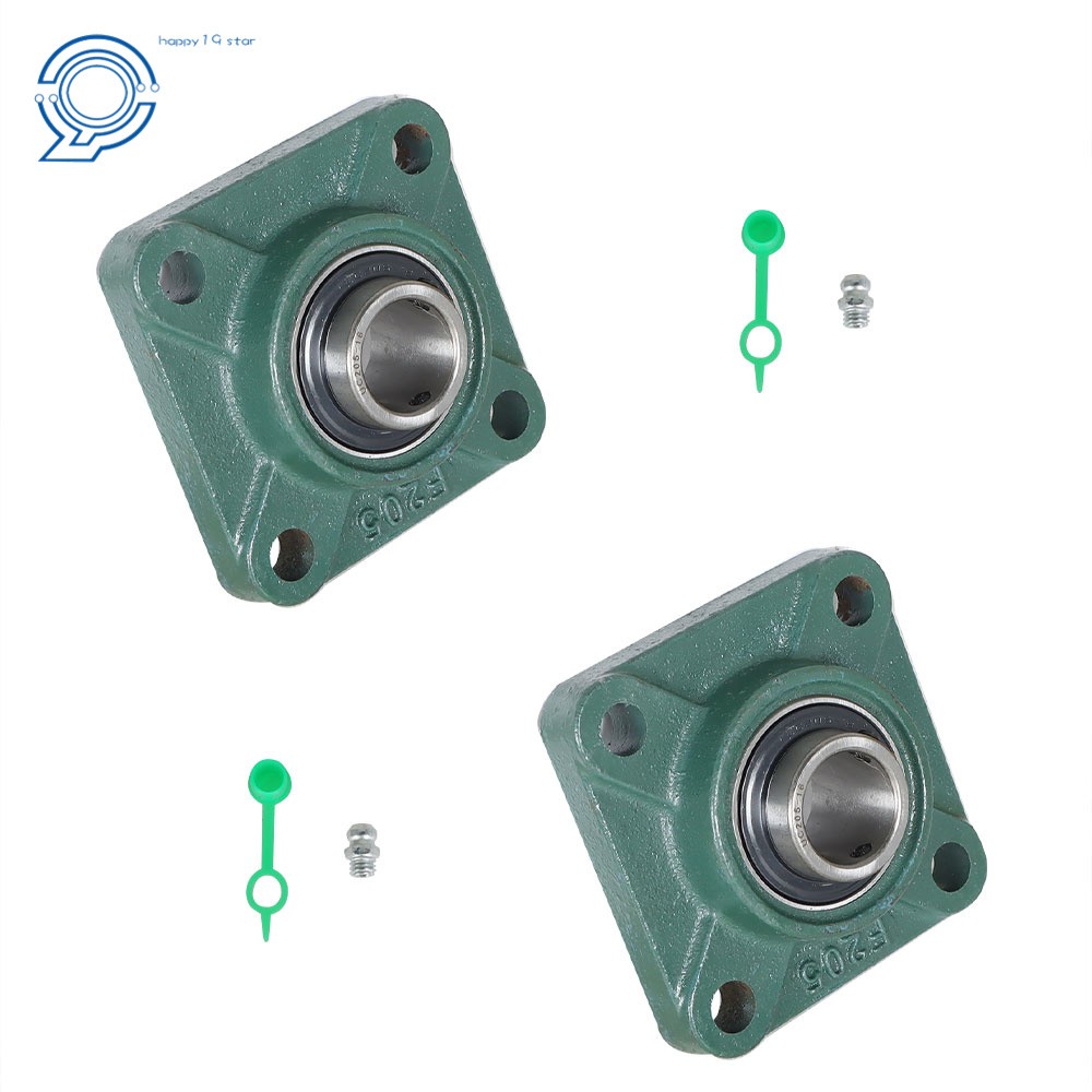 2 Pack UCF205-16 1" Bore Solid Base Pillow Block Flange Mounted Bearing 4 Bolt
