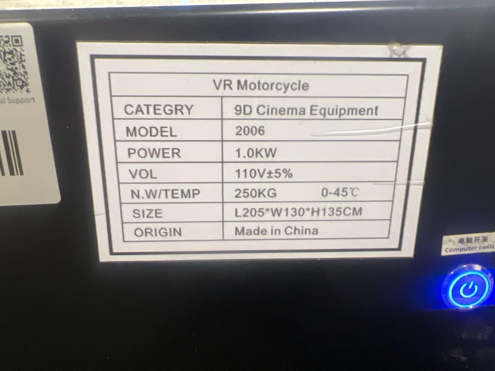 VIRTUAL REALITY VRMOTO MOTORCYCLE SIMULATOR WITH BILL ACCEPTOR