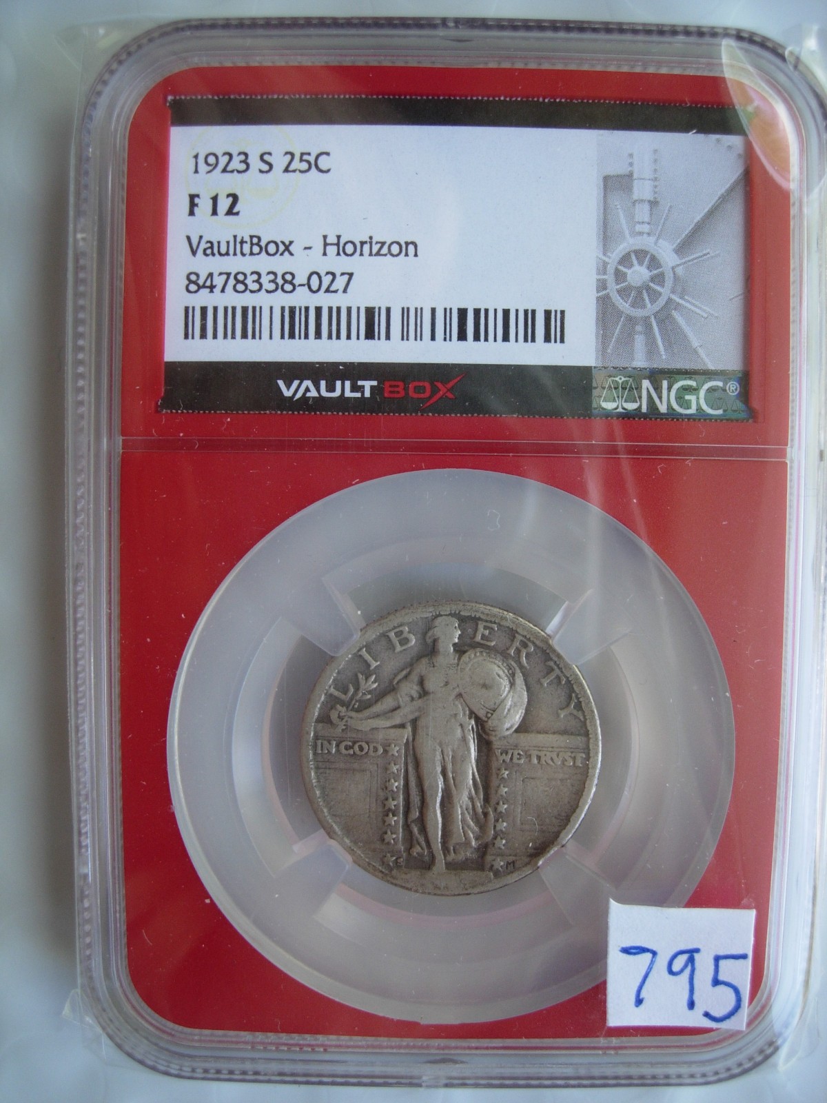 1923-S NGC F12  KEY DATE STANDING LIBERTY SILVER QUARTER  - L1436