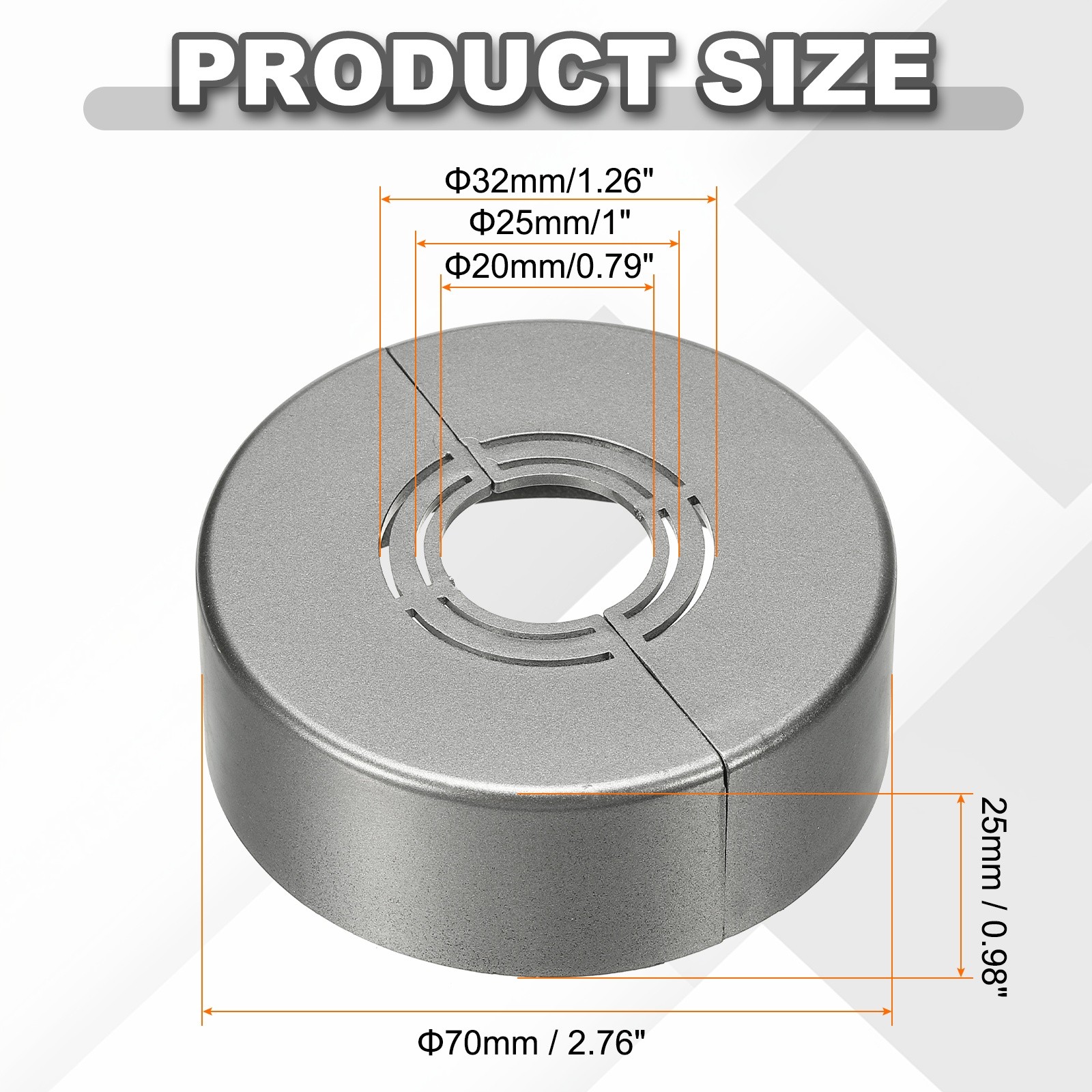 4pcs Wall Split Flange 0.98" Plastic Round Split Flange Pipe Cover, Gray