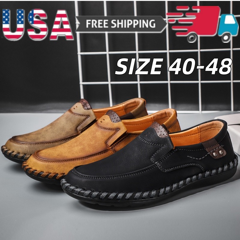 Men's Handmade Leather Shoes Leisure Loafers Slip on Casual Shoes Driving Work