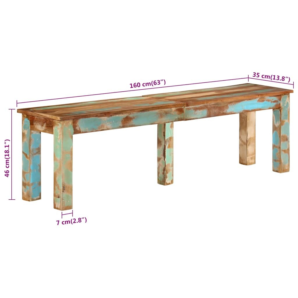 Bench Varies due to reclaimed wood Solid reclaimed wood Medium vidaXL