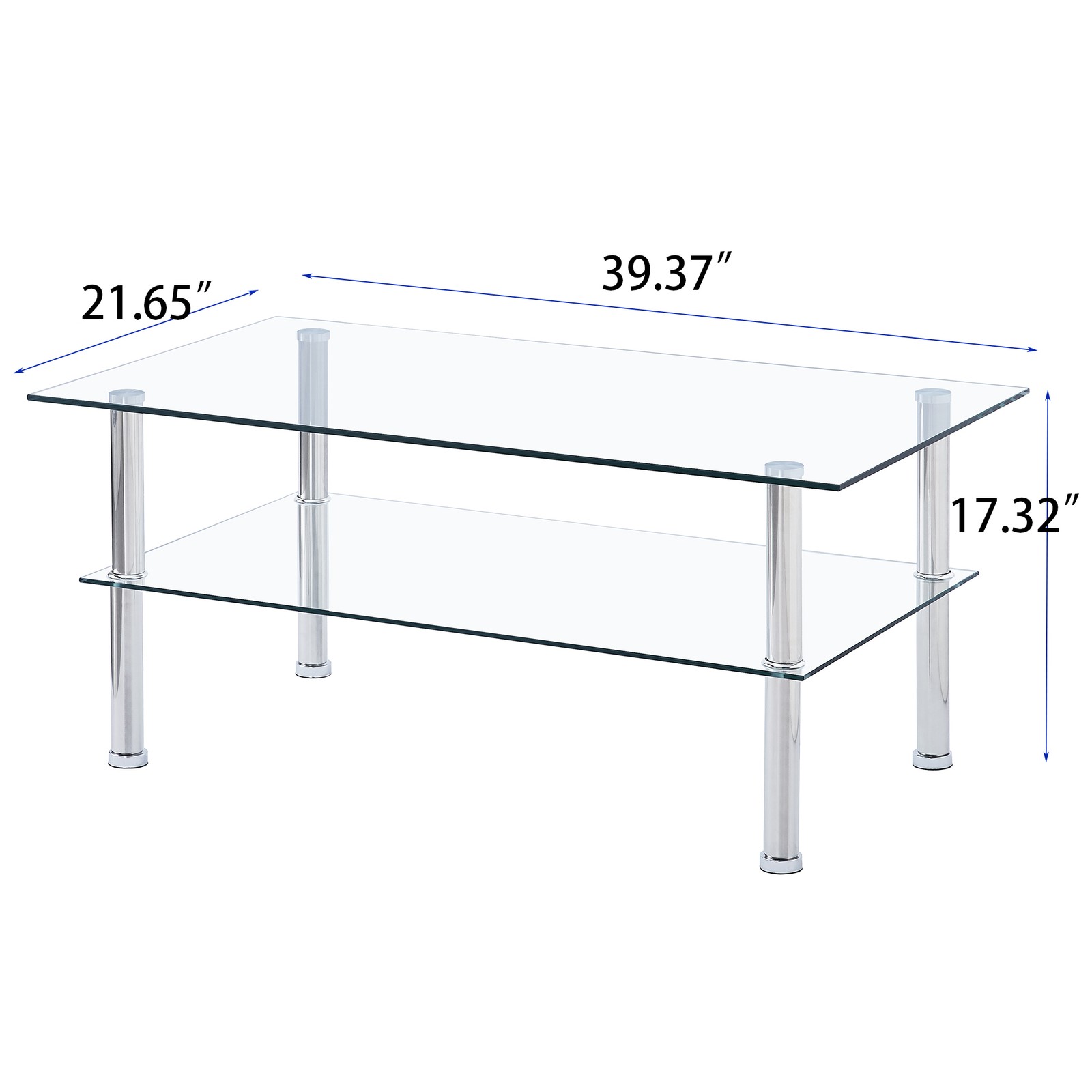 2-Layer Space Coffee Table ,Modern Sofa table with Storage Shelve for Living Ro