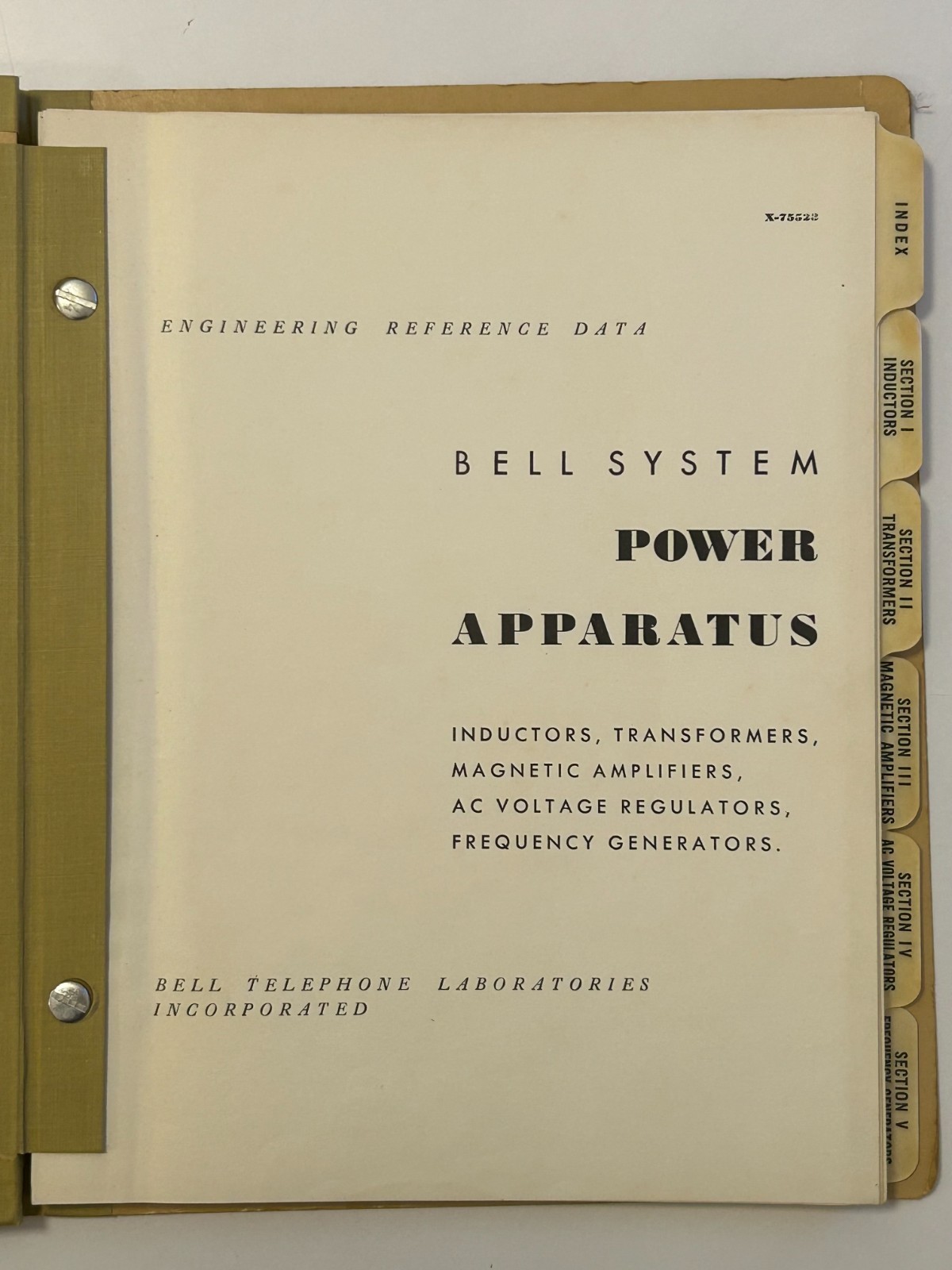 Bell Telephone Laboratories Power Apparatus Engineering Reference Data 1958 Book