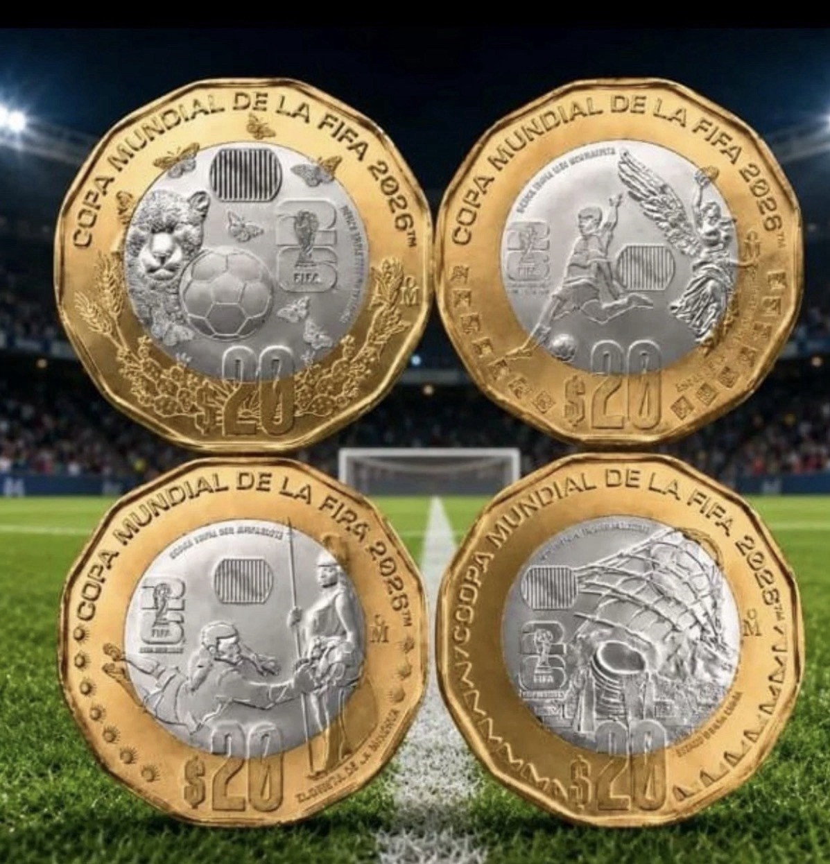 Monedas de 20 pesos conmemorativas del mundial FIFA 2026