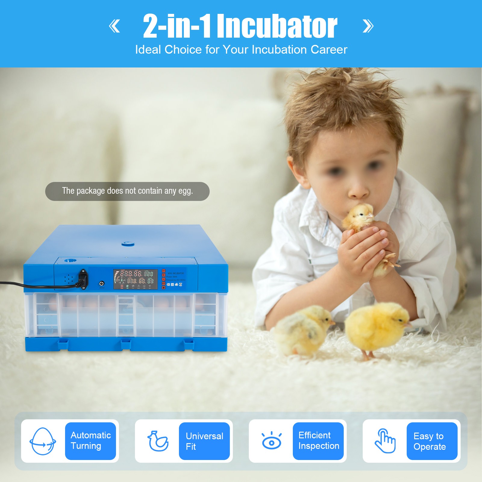 48 Eggs Incubator Automatic Digital Chicken Egg Hatcher Temperature Control US