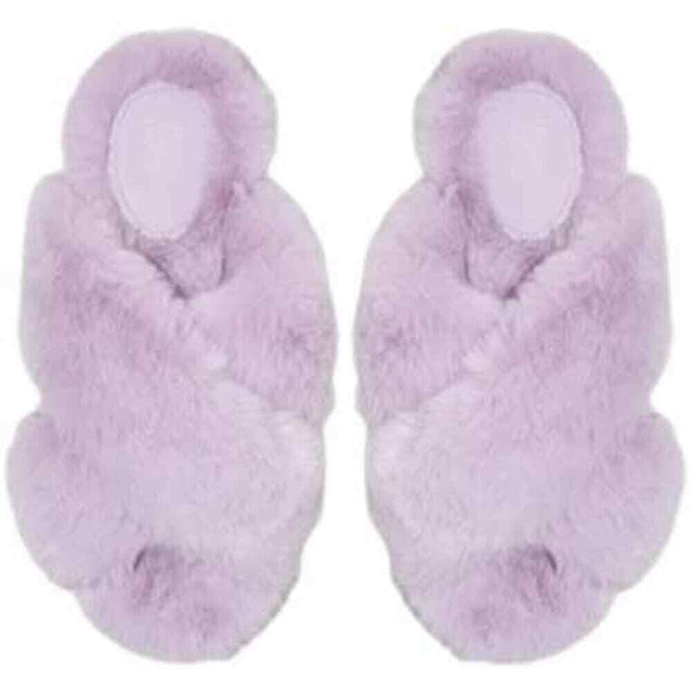 Women's Paris Crossband Fur Slide Slippers, Purple - Stars Above, Large (9/10)