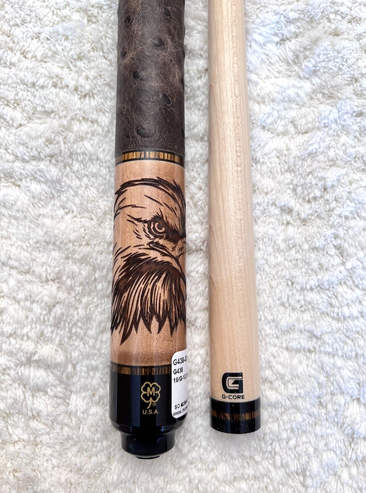 McDermott G438 "Birds Of Prey" Pool Cue w/12.5mm G-Core Shaft, FREE HARD CASE (O