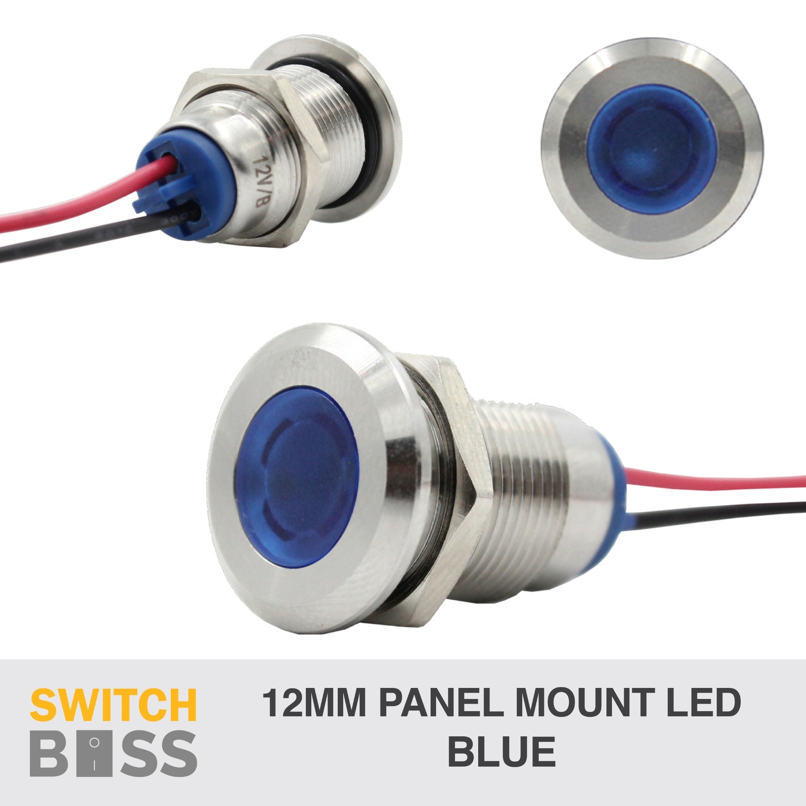 12mm PANEL MOUNT LED Aluminium Pilot Dash Indicator Light Car Boat ALL COLOURS