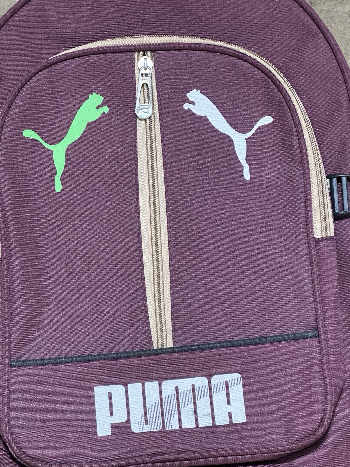 Puma Green, White And Maroon Backpack, New Without Tags