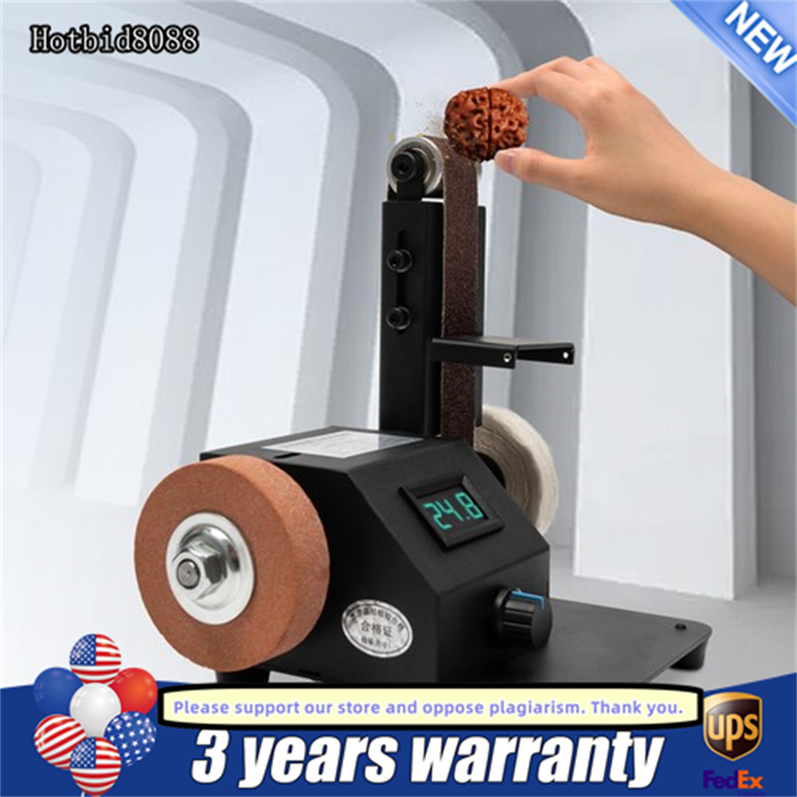 Belt Sander Bench Grinder Knife Sharpener Tool w/10 Belts Table Polishing Sander