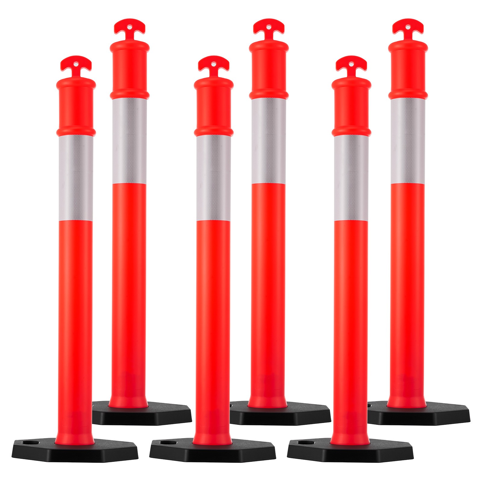 Uimoso 6 Pack Traffic Delineator Posts 45 in with Weighted Base for Safety Use