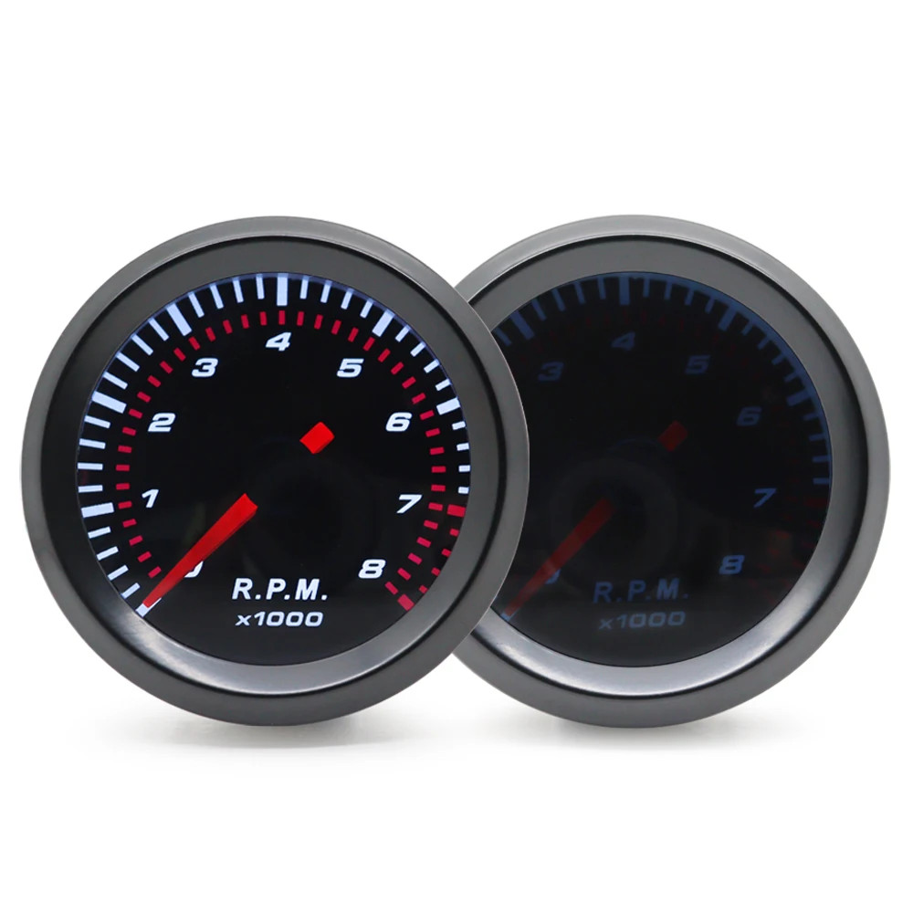 2“52mm Smoke Lens Auto Tachometer White LED 0-8000 RPM Meter Car Gauge 1-8 Cylin