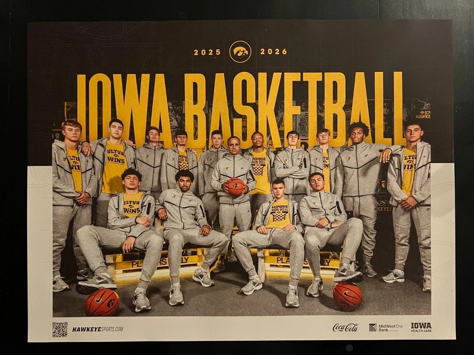 2025-2026 IOWA HAWKEYES Men's Basketball Poster *SAME DAY SHIPPING*