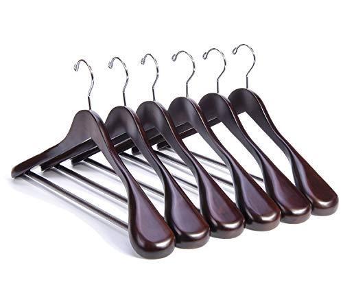 Nature Smile Luxury Mahogany Wooden Suit Hangers - 6 Pack - Wood Coat
