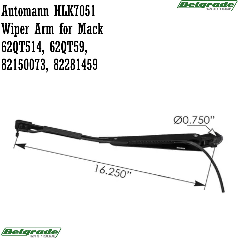 Automann HLK7051 Wiper Arm for Mack 62QT514, 62QT59, 82150073, 82281459