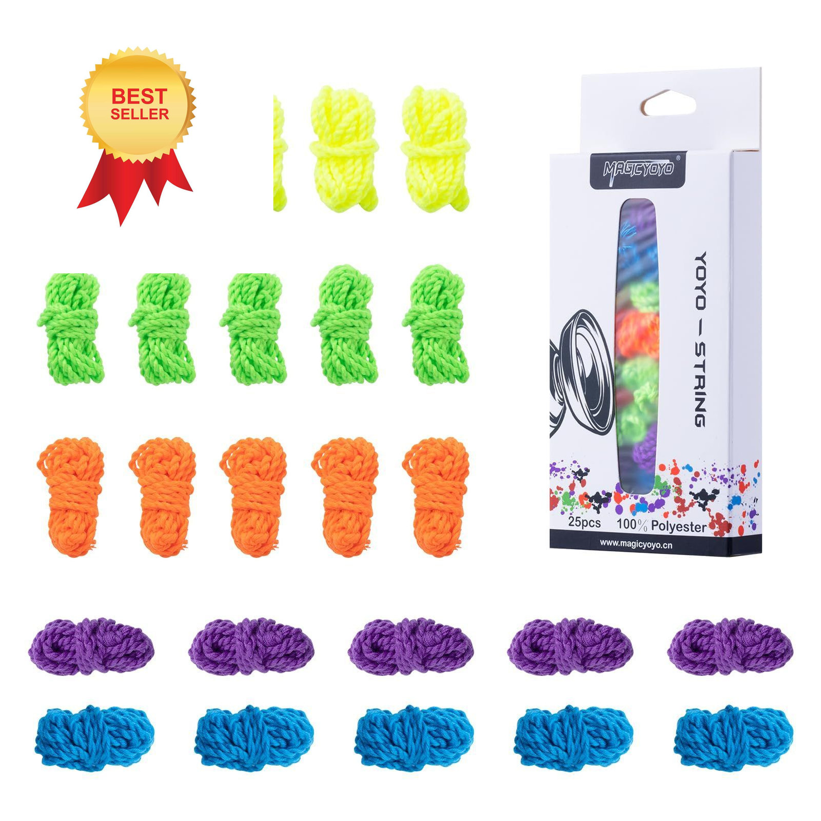 25 Pack Yoyo Strings - Professional Polyester Replacement Small, Multicolored