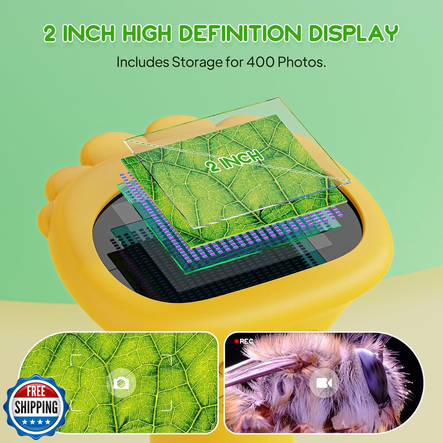 Kids Microscope - Ashfly 1000X Portable Microscope for Kids, Phot