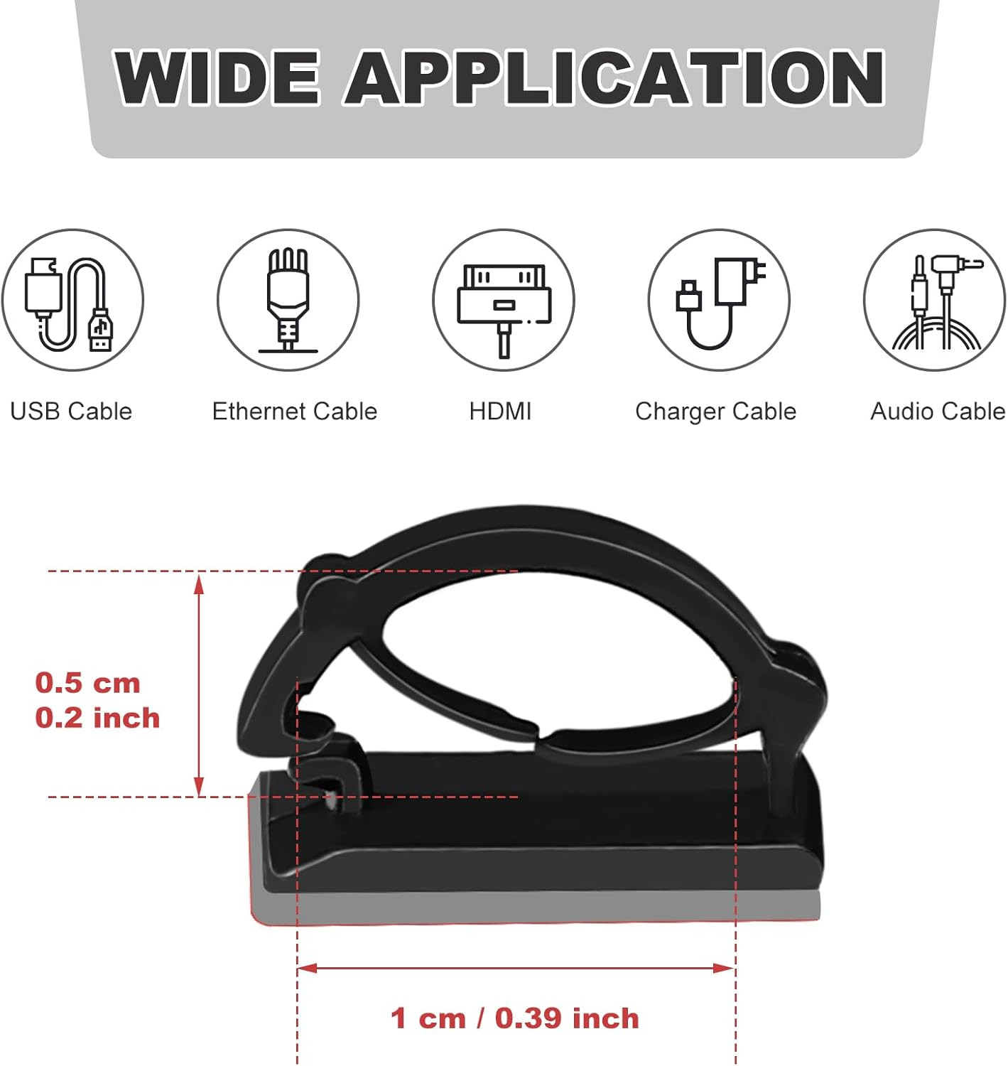 100Pcs Adhesive Cable Clips Cord Organizer Wire Management for Car Office