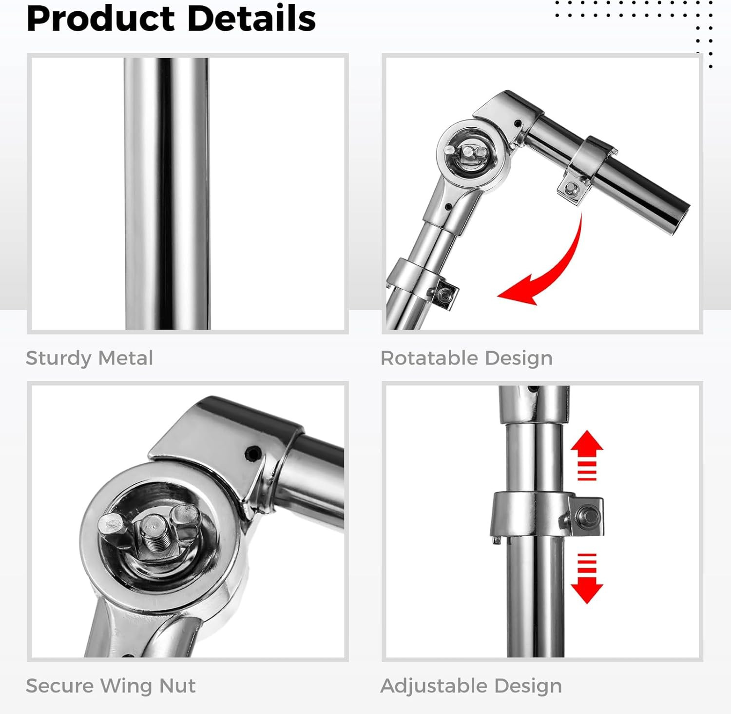 2 PCS Tom Drum Brackets, Tom Mount Holder Arm, Adjustable Tom Mounting Holder