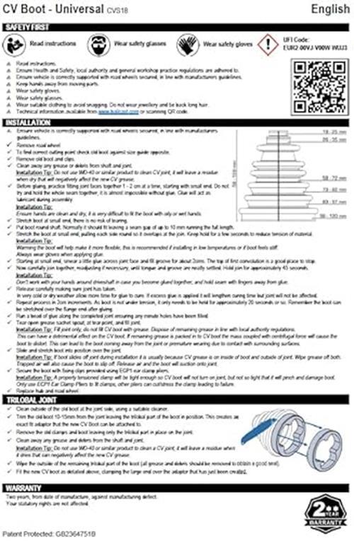 Bailcast CVS18 Universal Split Constant Velocity Joint Gaiter Boot Replacement