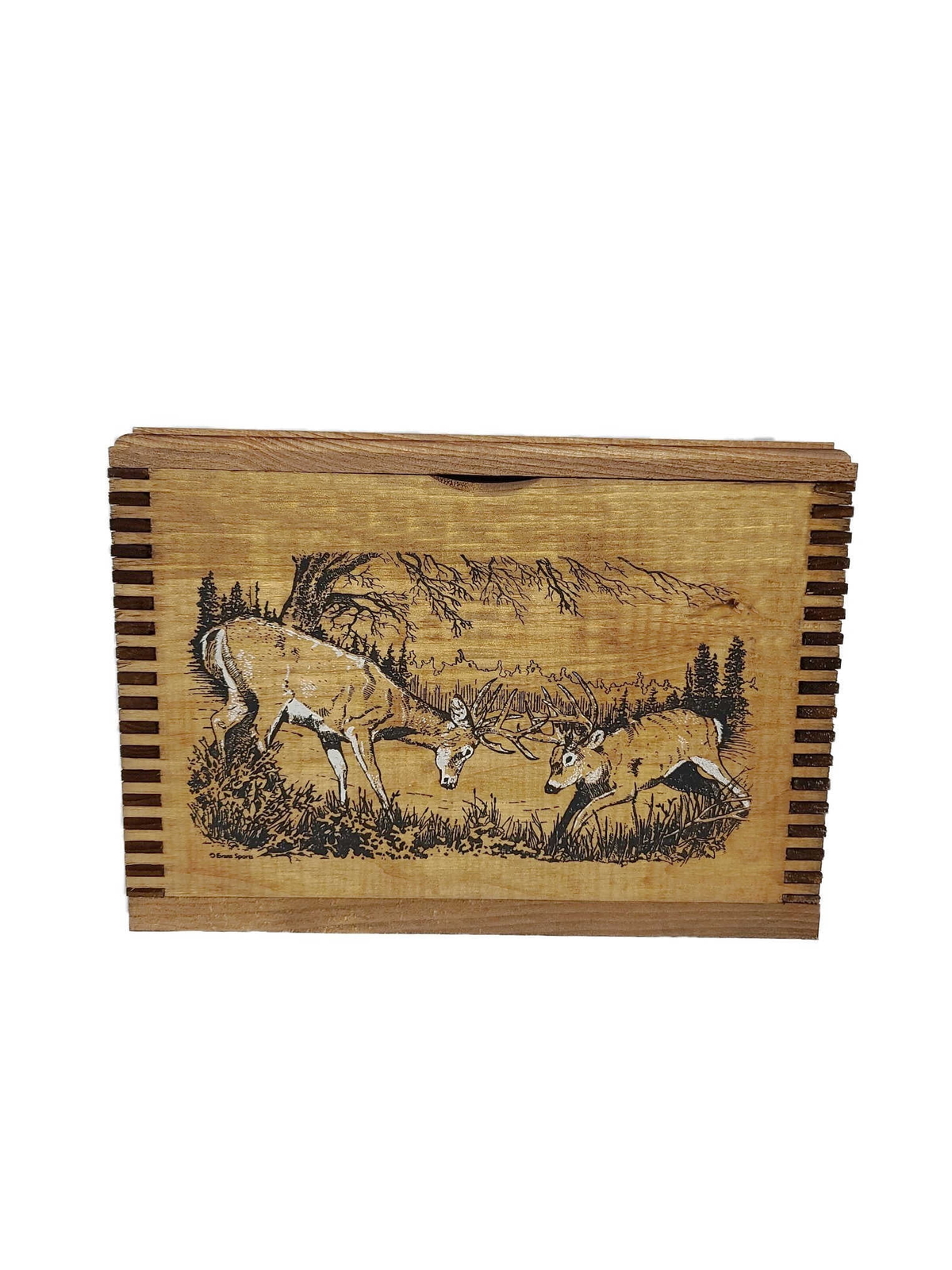 Deer Wood Ammo Box Finger-Joint Construction, 1 Each 14 1/2" x 9" x 10 1/8"