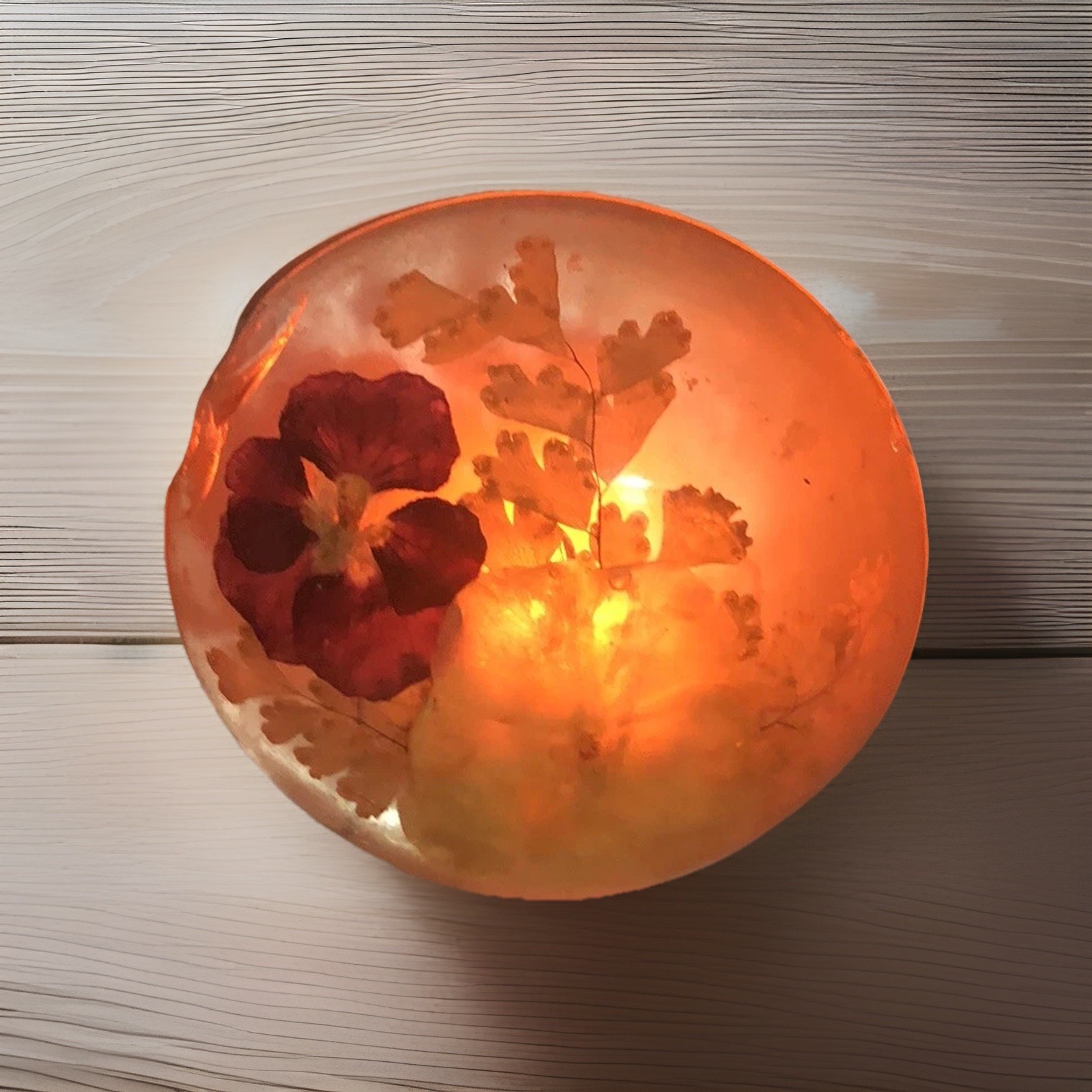 Lucite Pressed Flowers Night Nite Light Resin Boho MCM Vintage Read