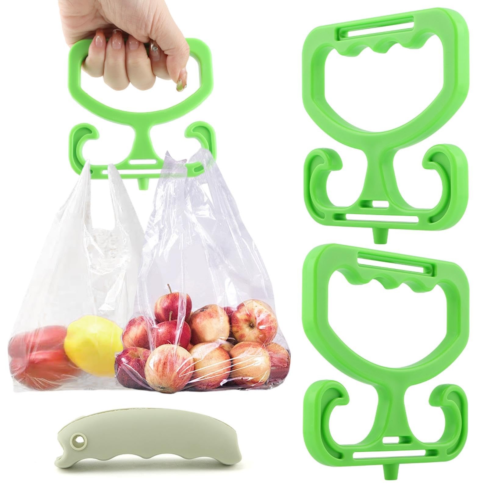 2 Pack Heavy Duty Grocery Bag Carrier, With Silicone Bag Holder, Each Holds U...