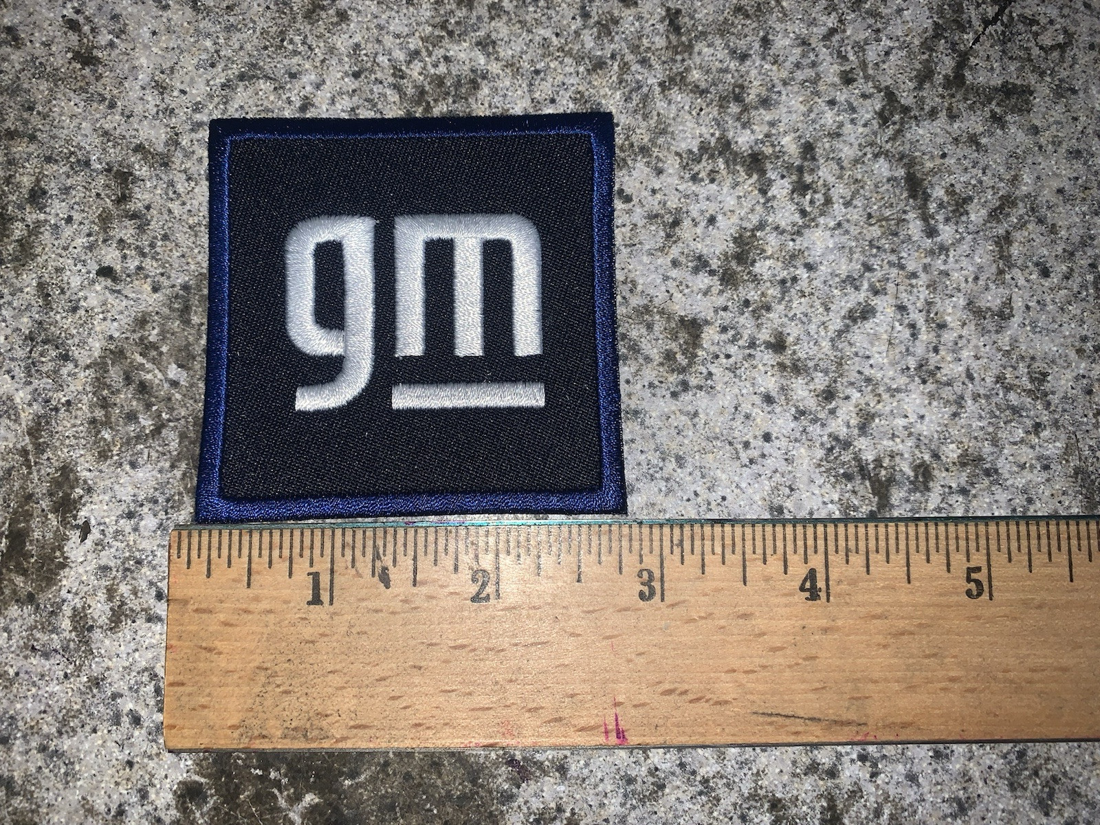 Embroidered Navy Blue GM Iron On and/or Sew On Patch