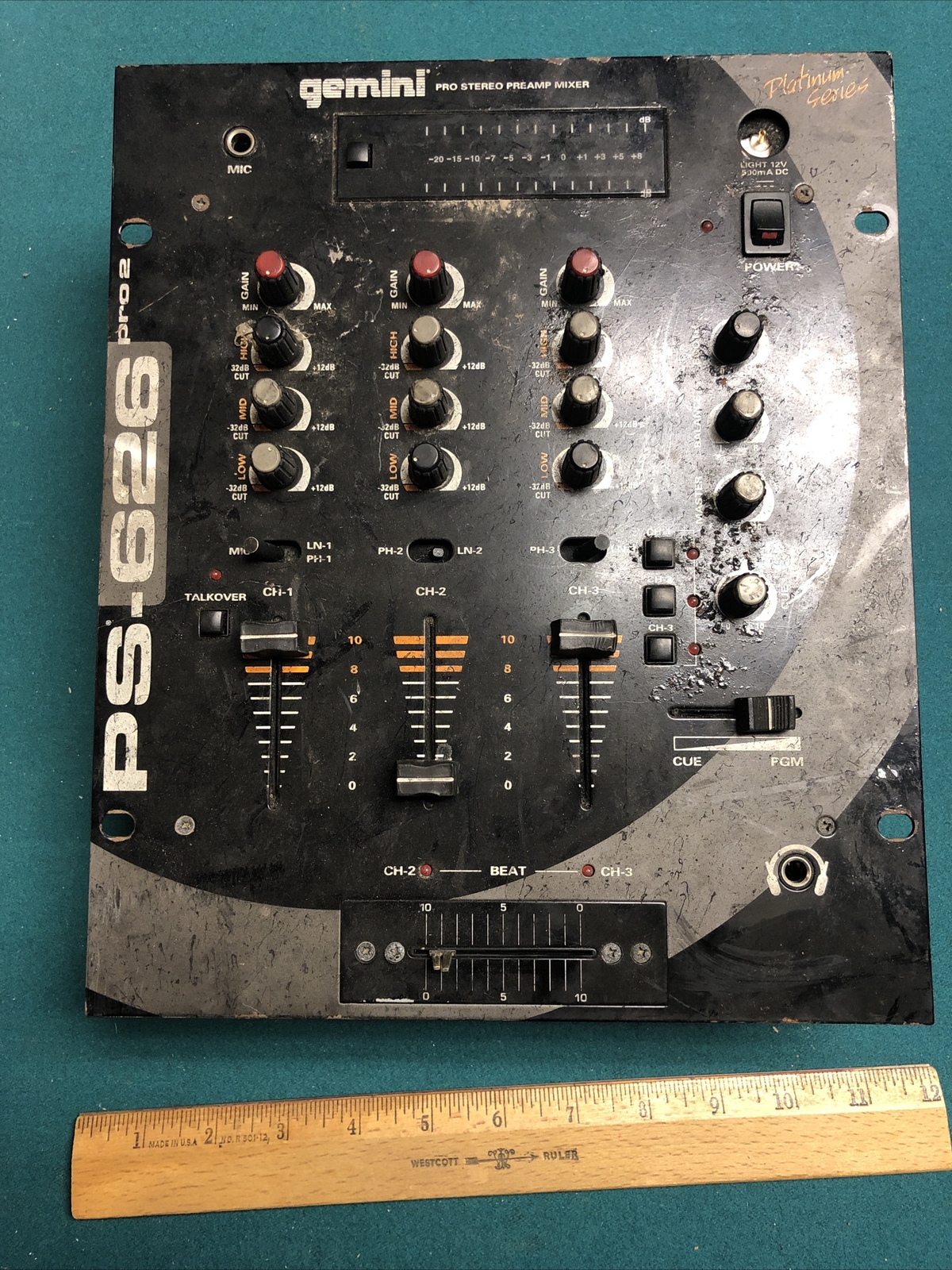 GEMINI PS-626 PRO 2 PRO STEREO PREAMP MIXER PLATINUM SERIES for parts - untested