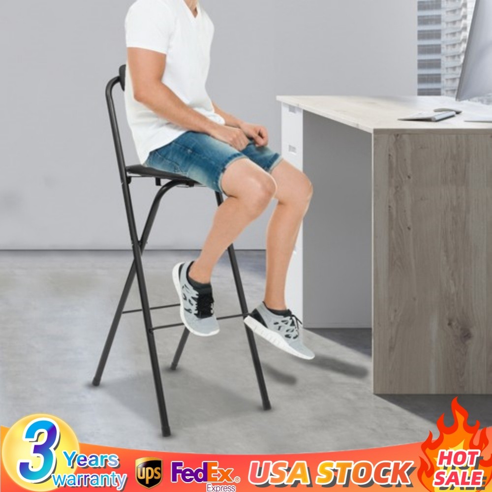 Foldable Bar Chair, Tall Folding Chair, Portable Folding Stool