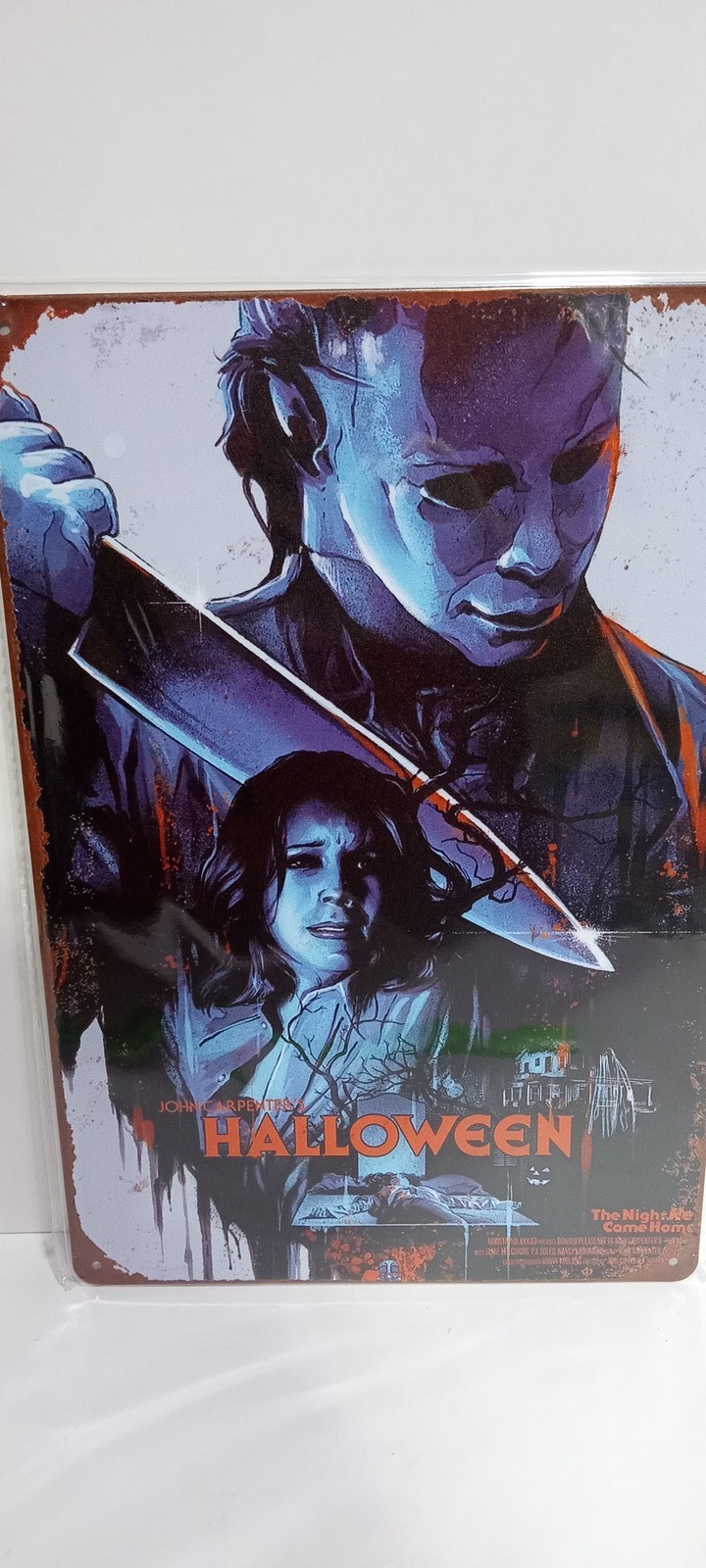 Halloween Movie Michael Myers Laurie Strode Tin Metal Sign Horror Decor Art