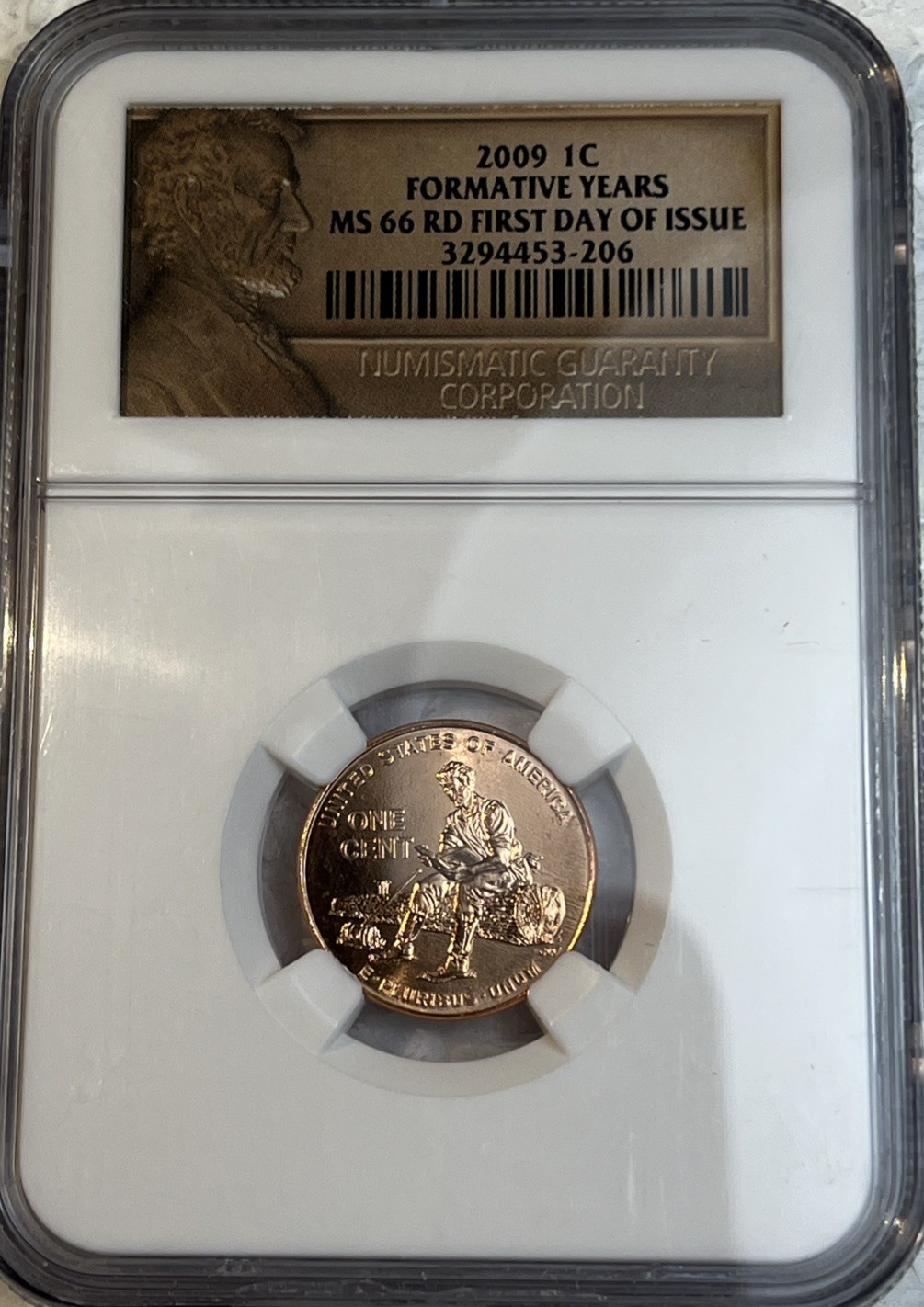 2009 Lincoln Formative Years 1 Cent Penny NGC Certified MS66 RD 1st Day Of Issue