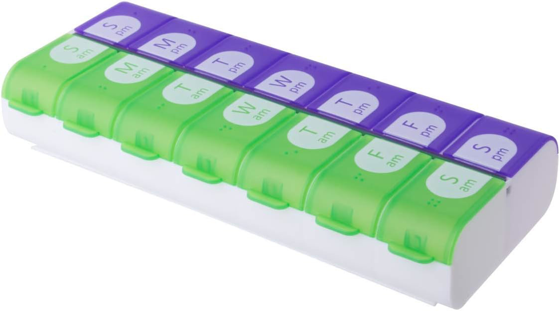 Weekly Pill Organizer 7-Day Case AM PM Large Compartments BPA Free