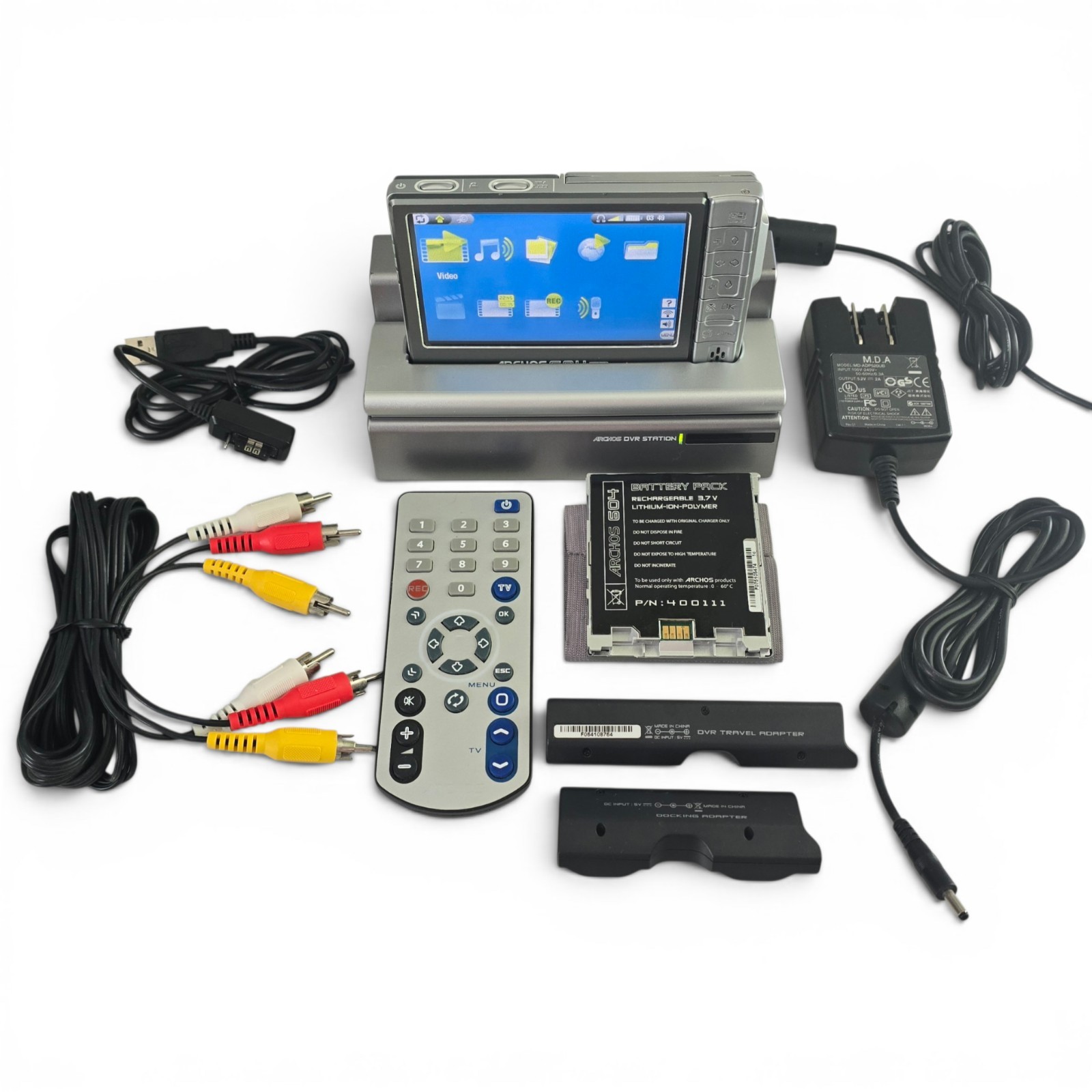 ARCHOS 604 WiFi Silver Digital Media Player Bundle CORDS DOCK REMOTE 2x BATTERY+