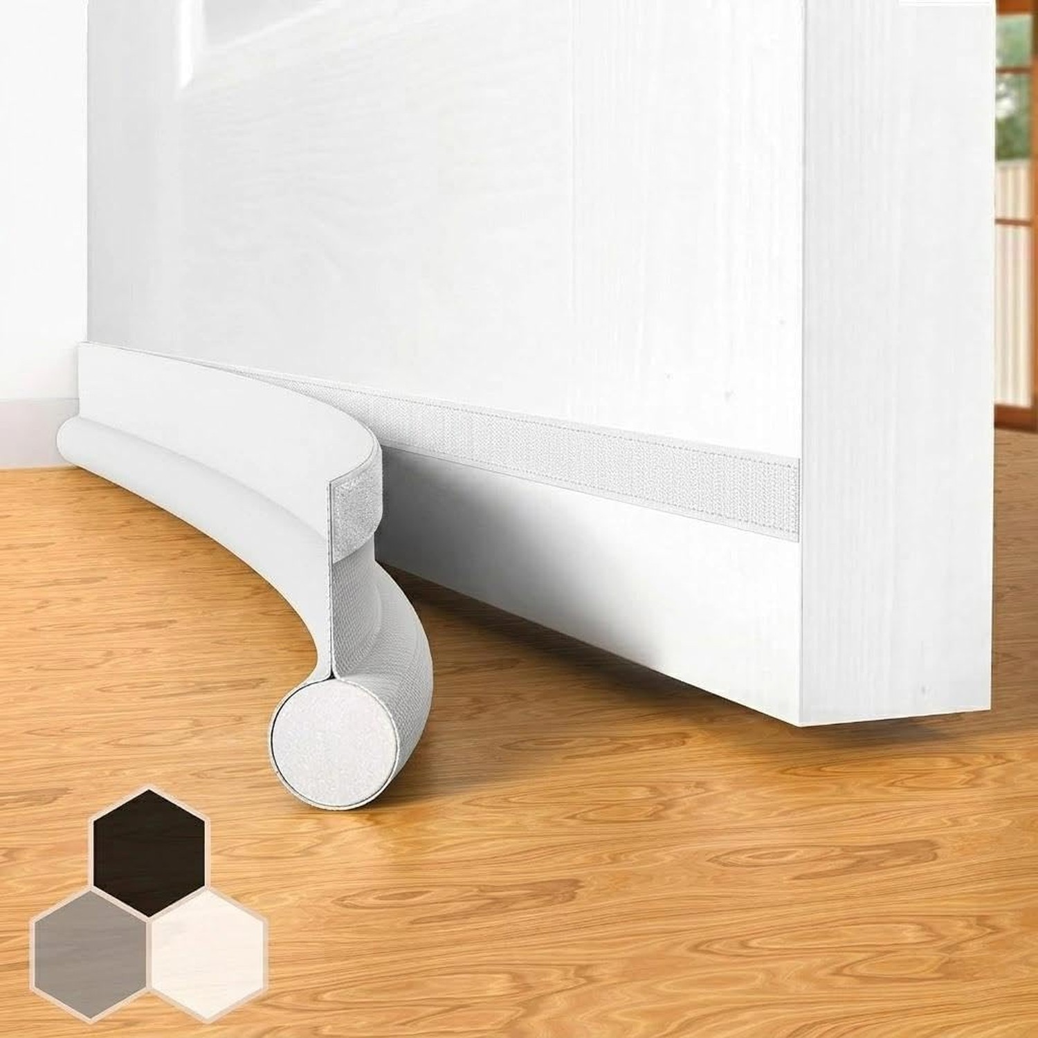 Door Draft Stopper Bottom One Sided Door Draft Blockers，37" Cutable Under