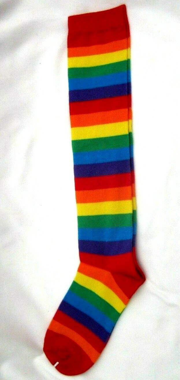 Unisex Gay Pride Pair of Rainbow Red,Orange,Yellow,Green Stripes Knee High Socks