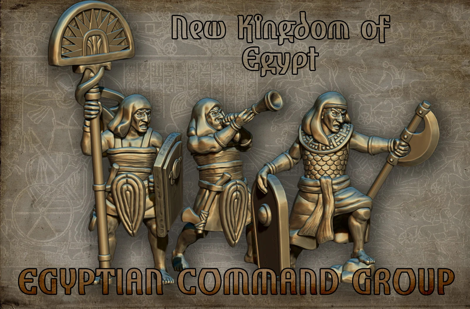 Egyptian Command Group - 28mm Egyptians - Resin Tabletop Miniature
