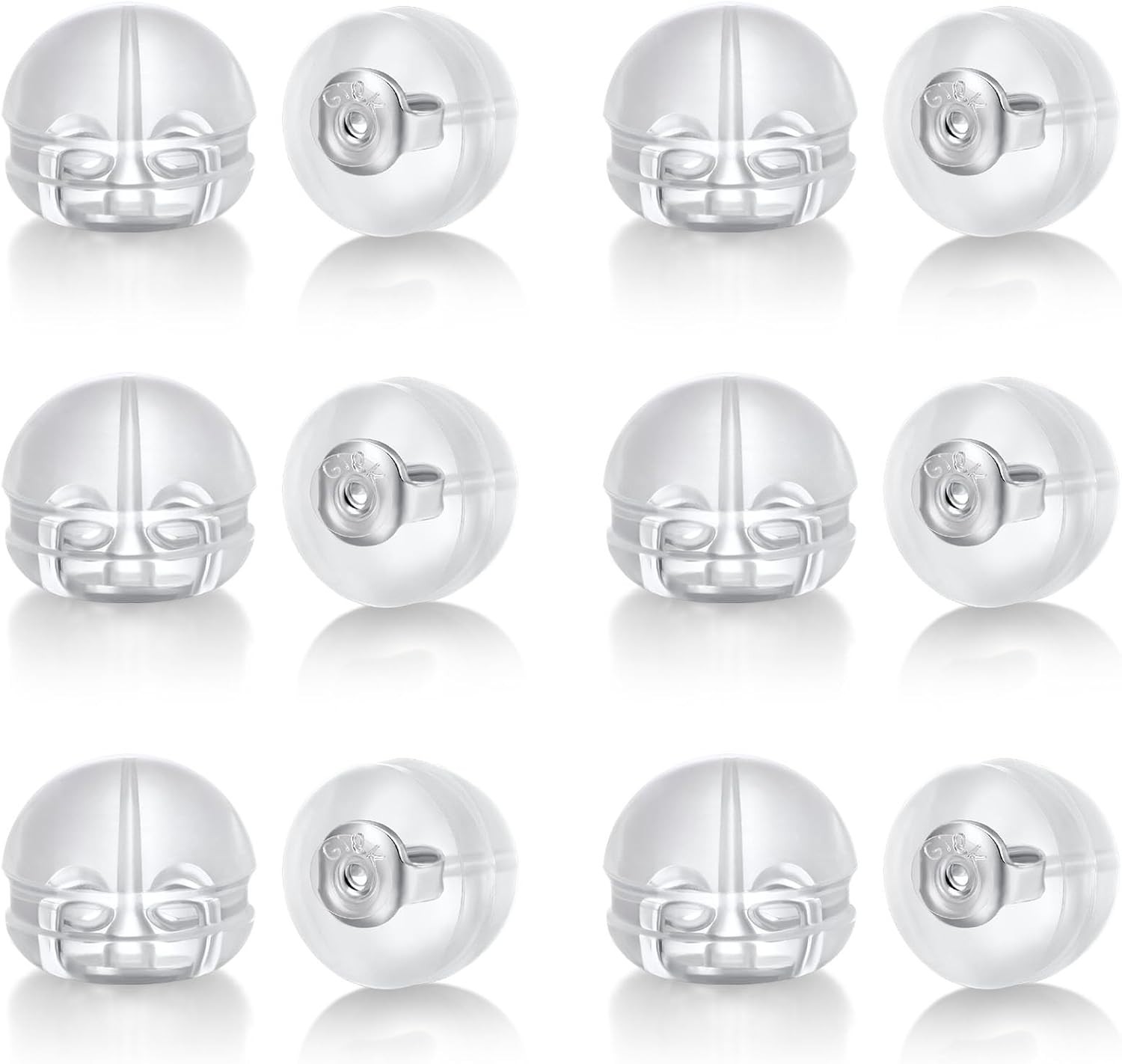 12-Piece White Gold Silicone Earring Backs - Hypoallergenic & Replacements