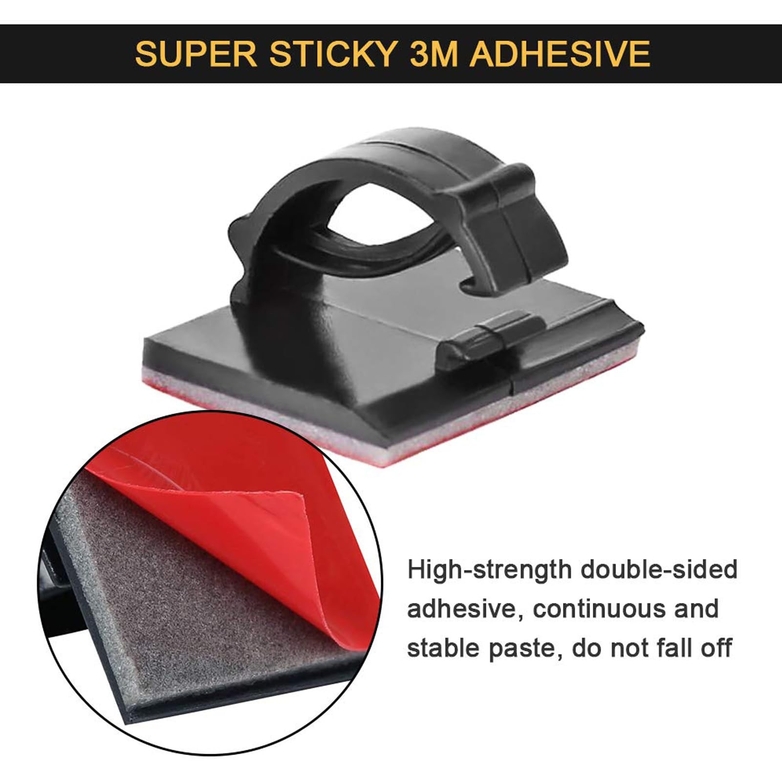 3M Cable Clips Self Adhesive Cord Organizer, Wire Holder Clamp Management Sti...