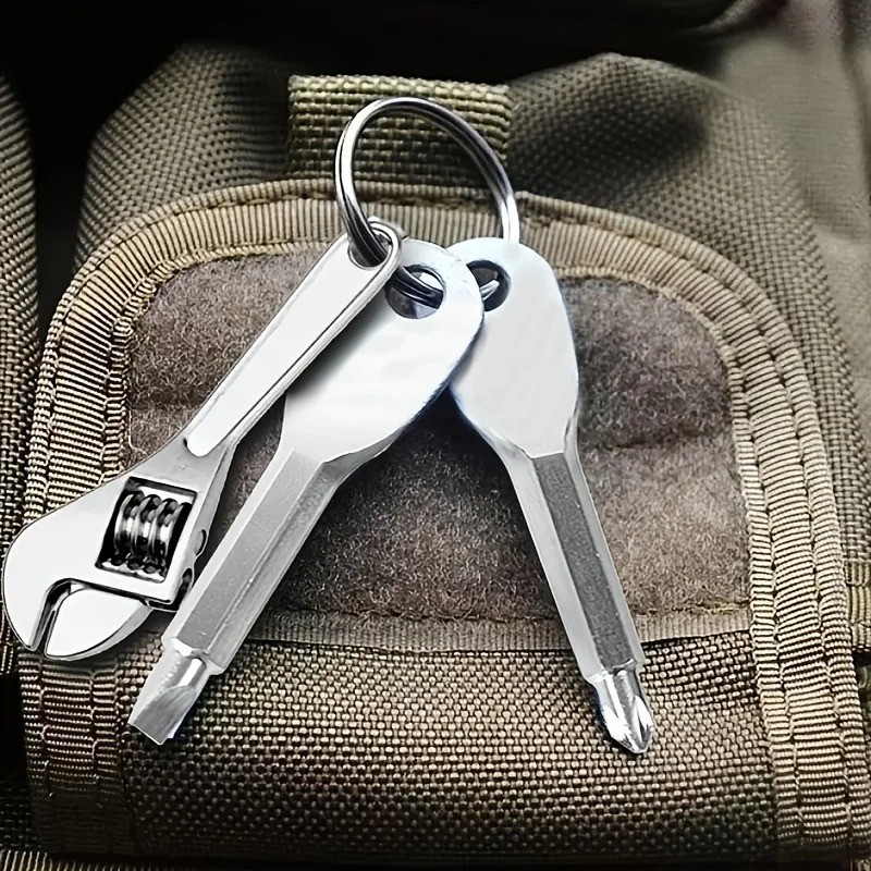 3pcs Key Ring Screwdriver EDC Tool Outdoor Pocket Mini Tool Wrench with Keychain