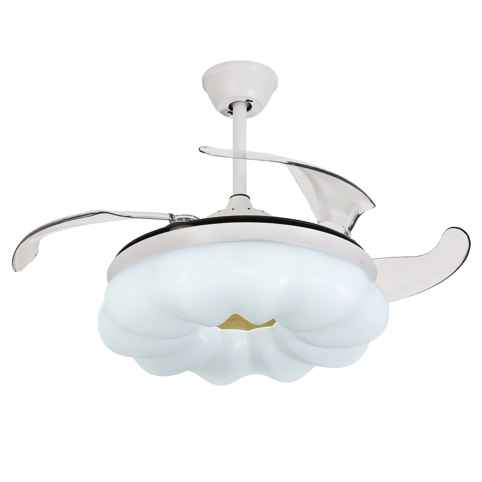 42In LED Arcs Cloud Shape 4 Blades Retractable Ceiling Fan Light+Remote Control