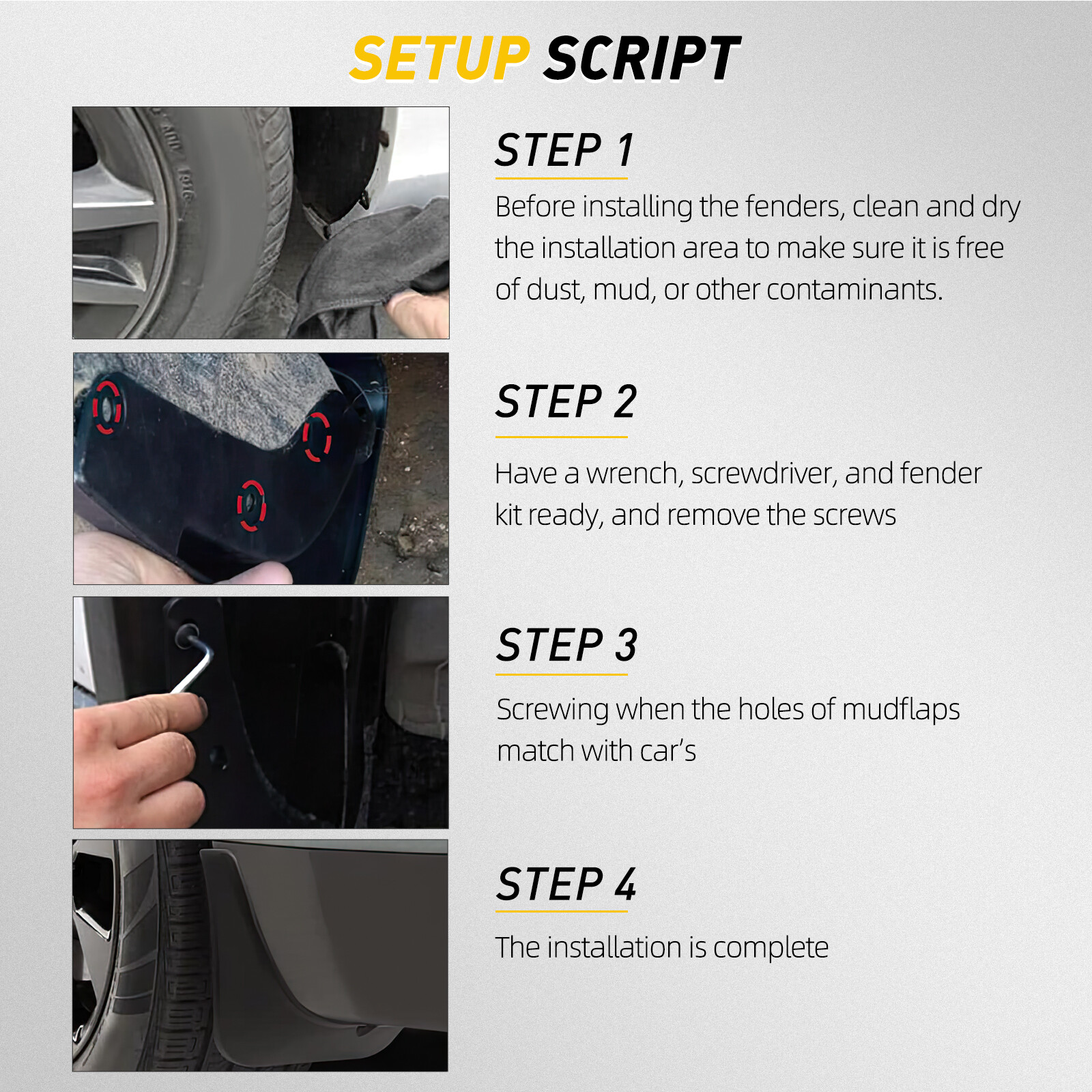 4PCS Wearing Mud Flaps Mudguards Splash Guards For Toyota Yaris Hatchback 05-19
