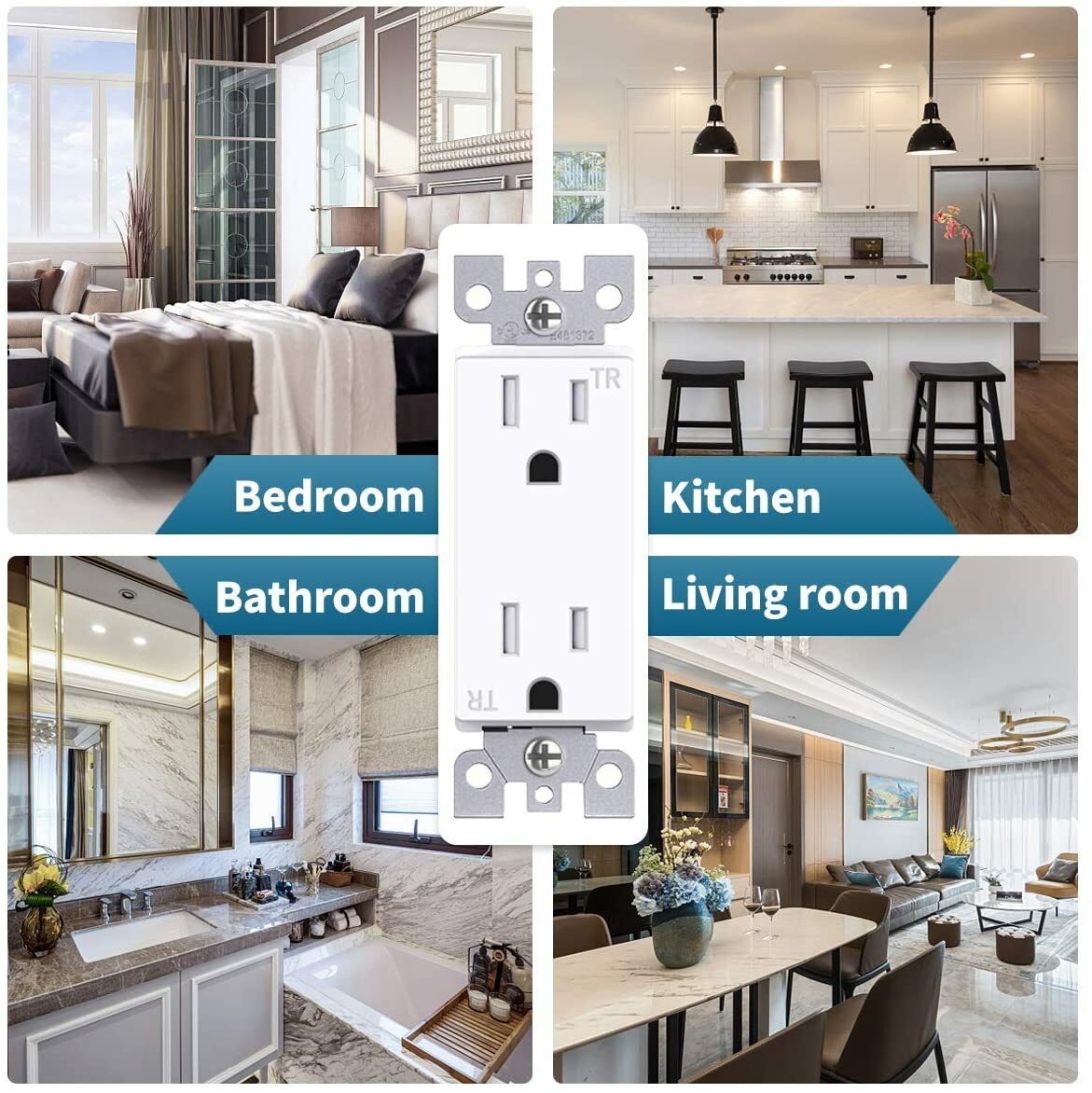 24Pack Outlet Socket, Decora Duplex Receptacle 15 Amp, 125 Volt Tamper Resistant