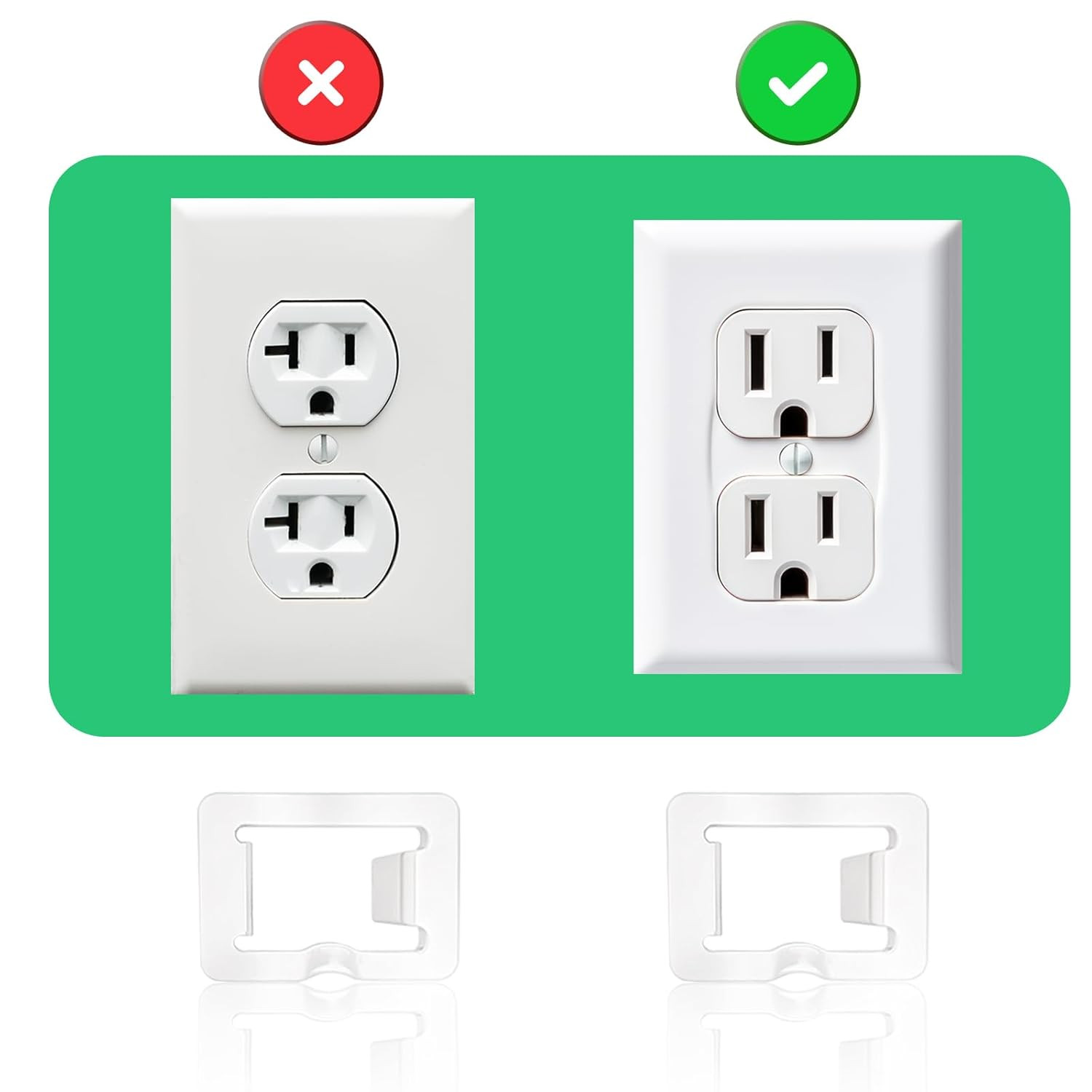 20 Pcs 2 Prong Loose Outlet Fix Plug, Plastic Socket Outlet Tightener Insert Ens