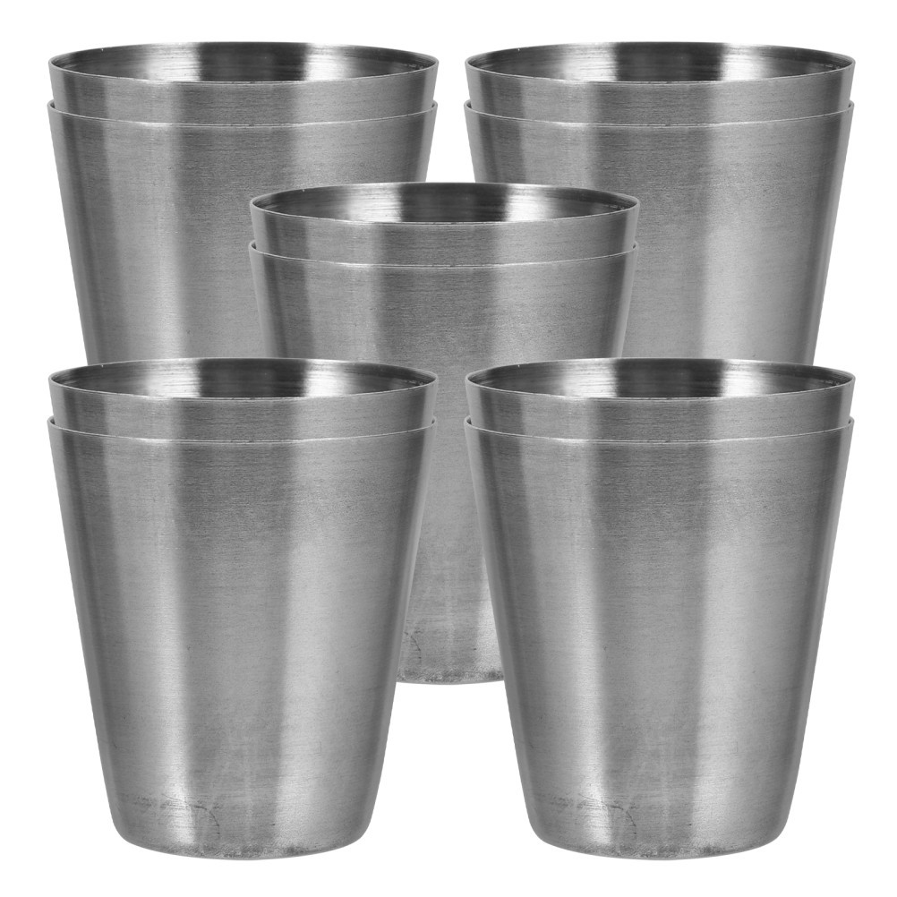 10 Pcs Stainless Steel Cup Small Outdoor Travel Drinking Metal Wine