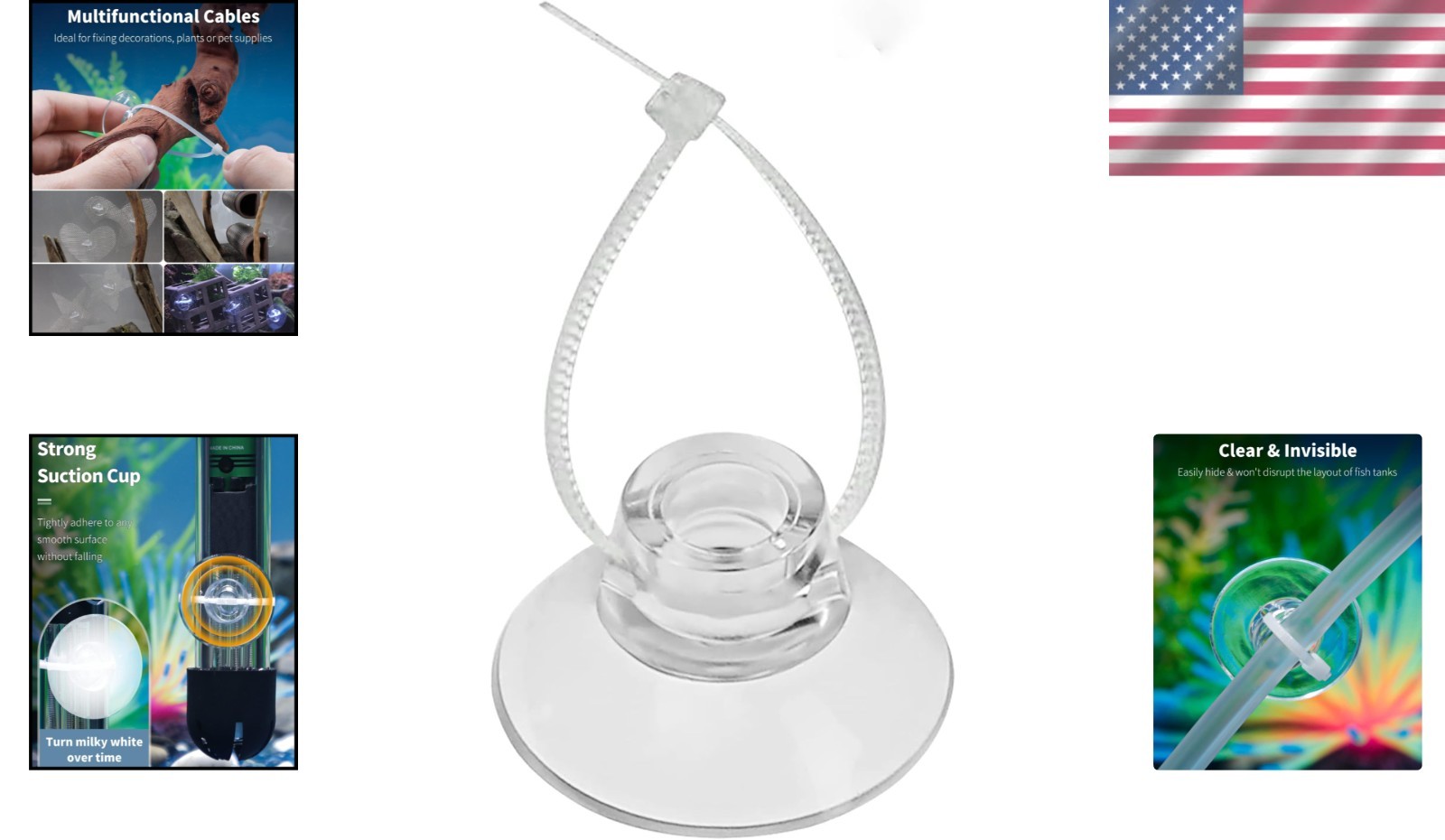Suction Cups & Adjustable Zip Ties Set: Perfect Tools for Fish Tank Organization