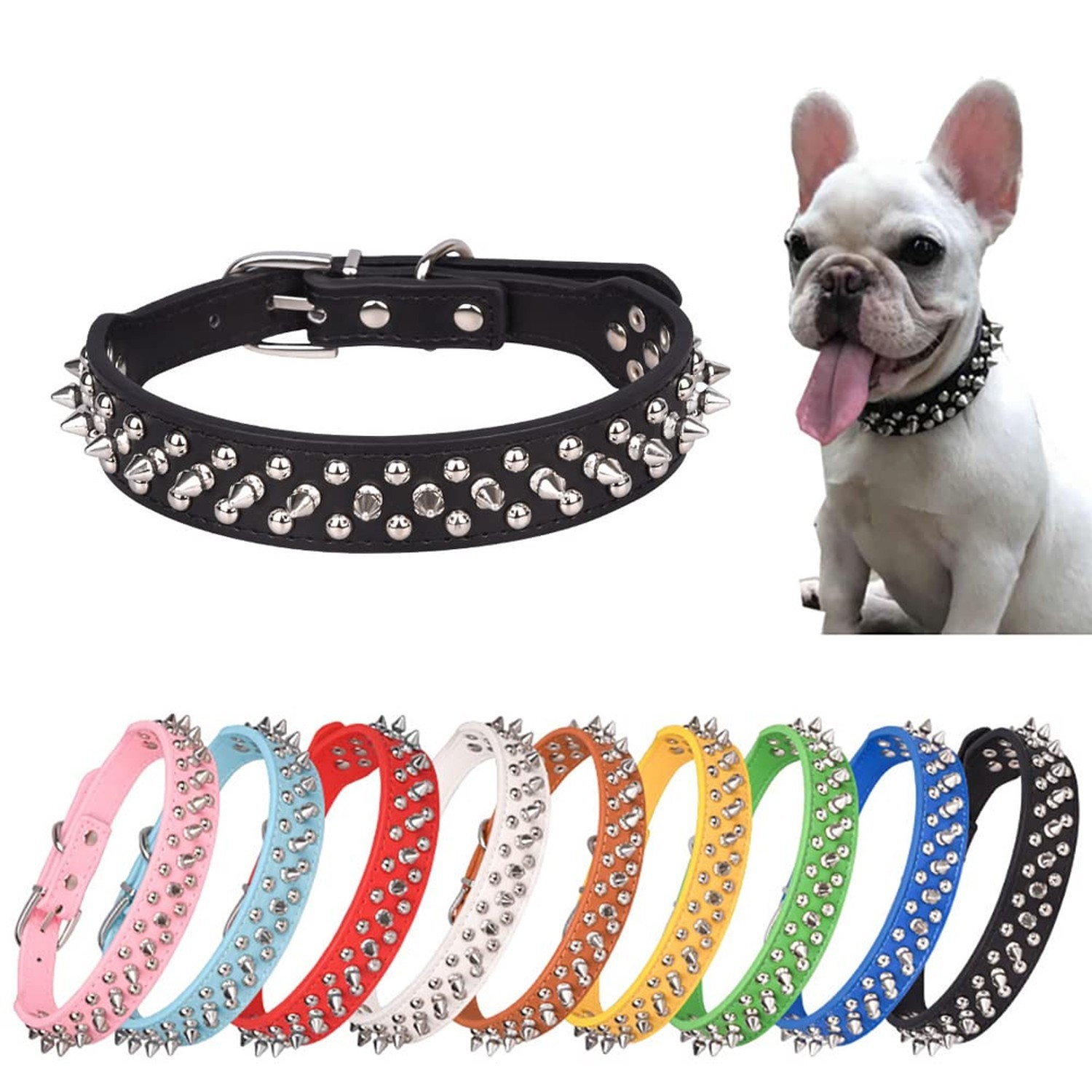 Spiked Dog Collar, Mushrooms Rivet Spike Anti-Bite Studded Protective Pet Nec...