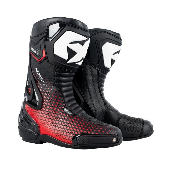 OXFORD NEXUS 1.0 AIR VENTED MENS MOTORCYCLE MOTORBIKE BIKE BOOTS BLACK WHITE RED